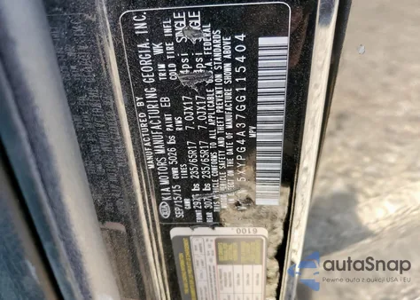 2016 Kia Sorento Lx from USA, damaged, VIN 5XYPG4A37GG115404